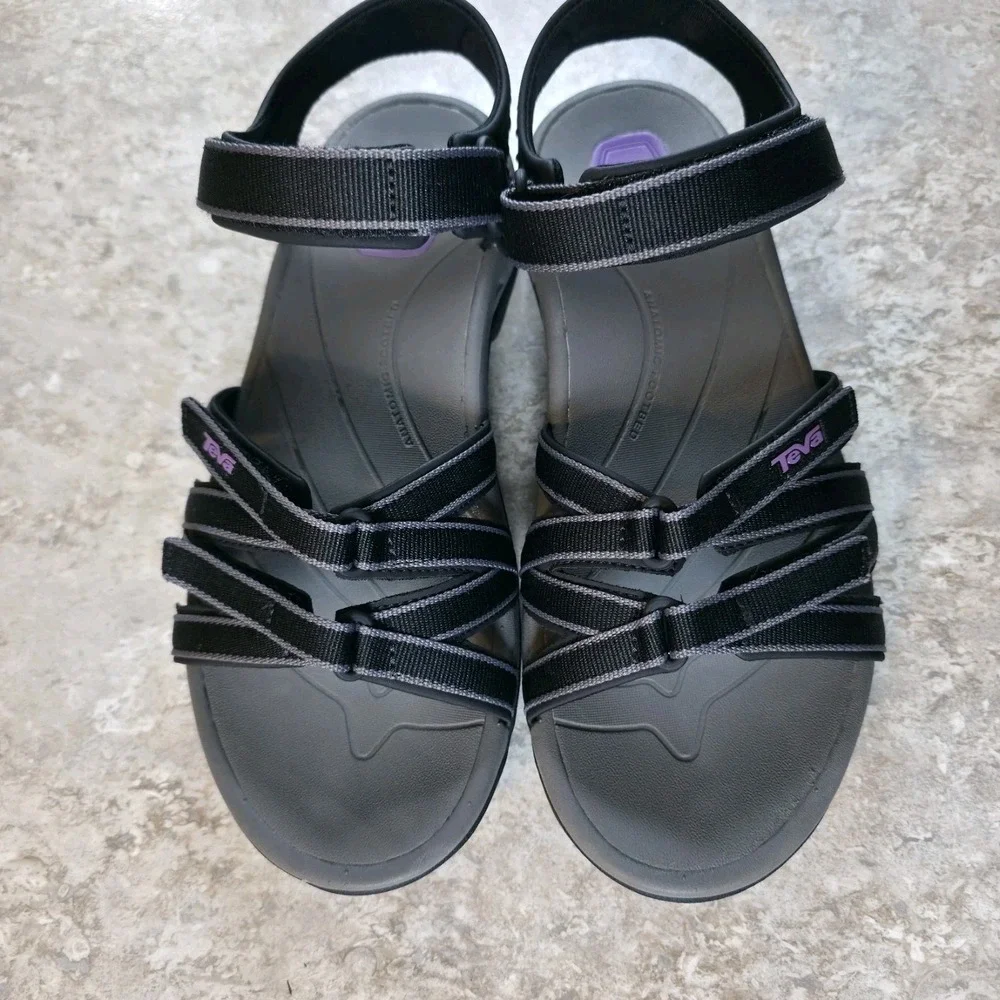 Teva Tirra Womens Sport Sandals Size 9 Black Grey Purple Hiking Strappy 4266 NEW
